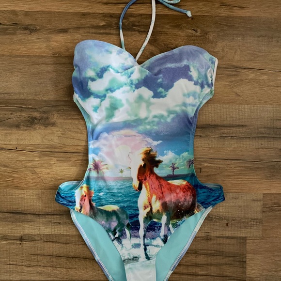 One Piece Halter Bathing Suit - Picture 2 of 5